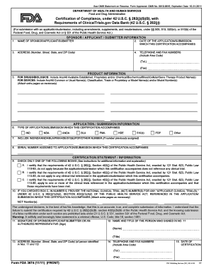 FDA Form 3674 Certification of Compliance