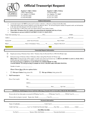 Official Transcript Request Form