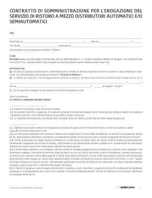 Contratto di Somministrazione per l’Erogazione del Servizio di Ristoro a Mezzo Distributori Automatici e/o Semiautomatici