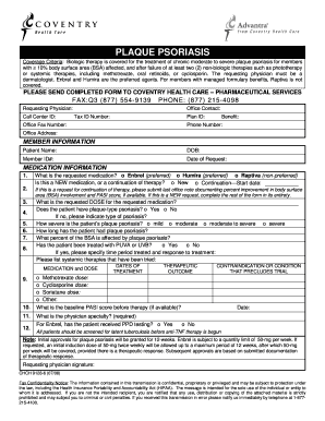 Plaque Psoriasis Biologic Therapy Request Form