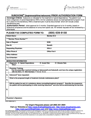 Suboxone Prior Authorization Form
