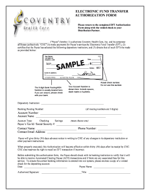 Electronic Fund Transfer Authorization Form