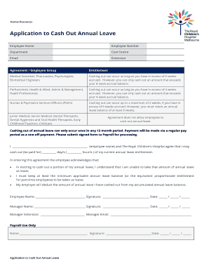 Application to Cash Out Annual Leave