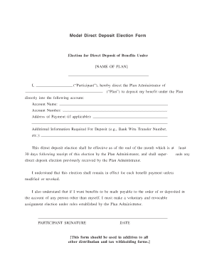 Direct Deposit Election Form