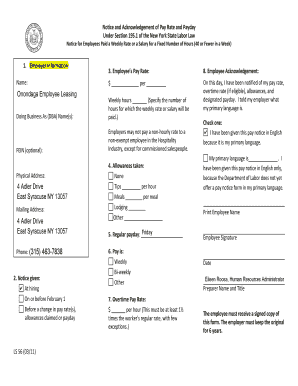 New York Pay Rate Notice
