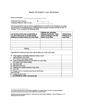 Participant Loan Worksheet