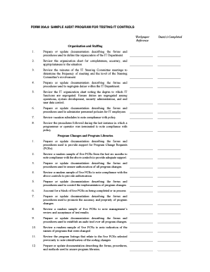 FORM 20A9 SAMPLE AUDIT PROGRAM FOR TESTING IT CONTROLS