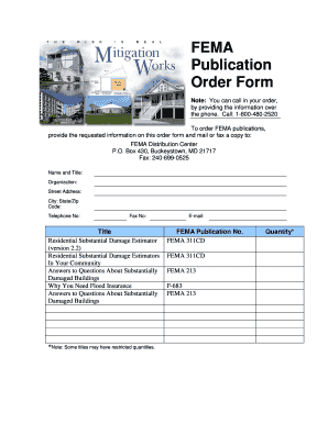 FEMA Publication Order Form