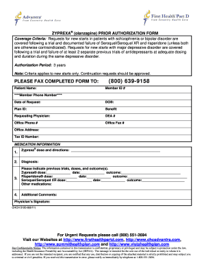 Zyprexa Prior Authorization Form