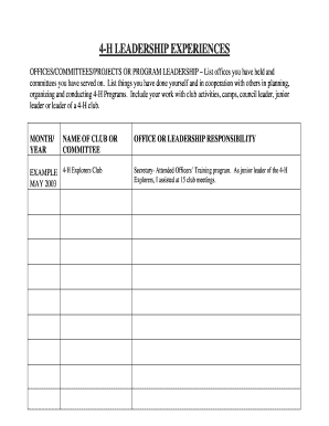 4-H Leadership Experience Form