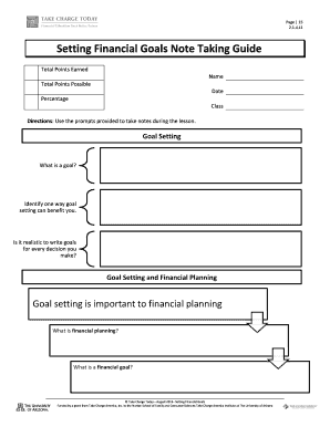 Setting Financial Goals Note Taking Guide