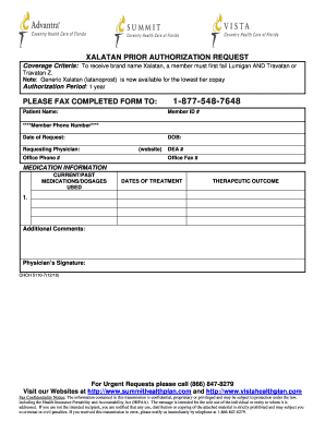 Xalatan Prior Authorization Request