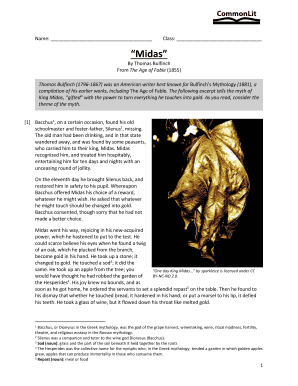 King Midas Myth Reading Assignment