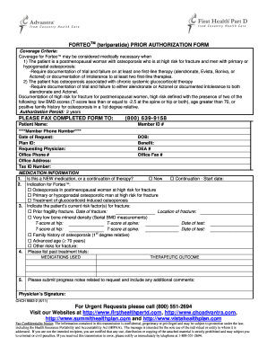 Forteo Prior Authorization Form