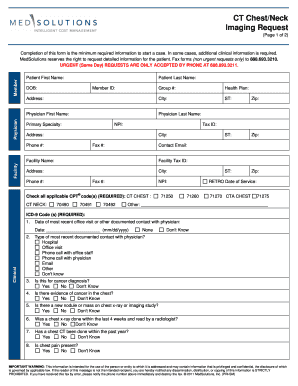 CT Chest/Neck Imaging Request Form