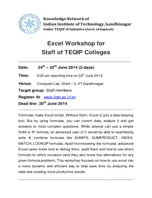 Excel Workshop for Staff of TEQIP Colleges - iitgn ac