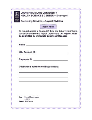 PeopleSoft Time and Labor Access Request Form