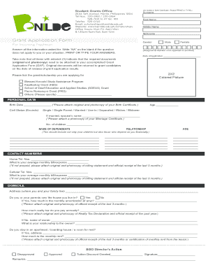 Student Grant Application Form