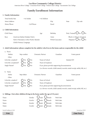Family Enrollment Information Form