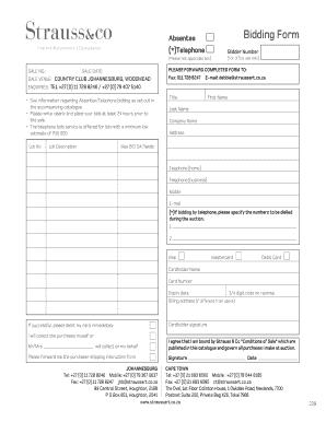 Absentee Bidding Form