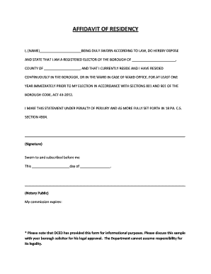 Affidavit of Residency