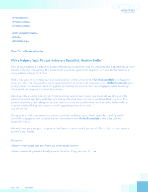 OrthoEssentials Oral Hygiene Program Letter