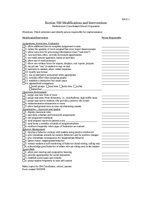 Fillable Online Section 504 Modifications and Interventions Fax Email ...