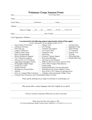 Volunteer Corps Interest Form