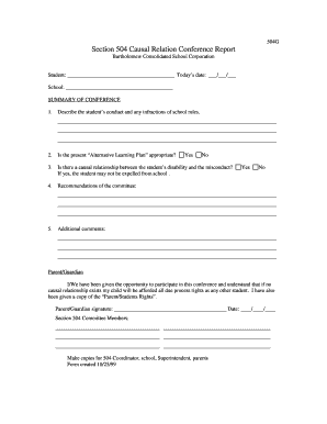 Section 504 Causal Relation Conference Report