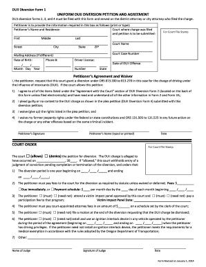 DUII Diversion Petition and Agreement