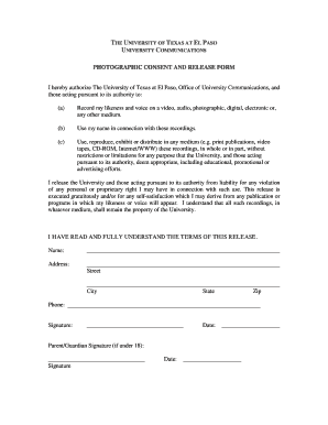Photographic Consent and Release Form