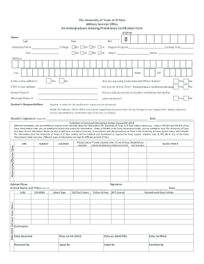 VA Undergraduate Advising Form