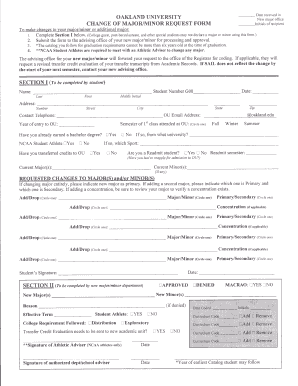 Change of Major/Minor Request Form