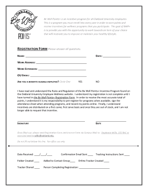 Be Well Points+ Registration Form