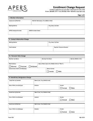 Arkansas Public Employees Retirement System Enrollment Change Request