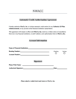 Automatic Credit Authorization Agreement