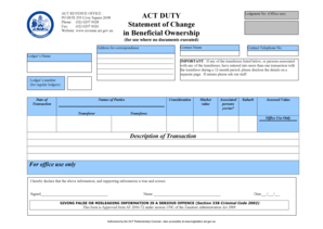 ACT Statement of Change in Beneficial Ownership