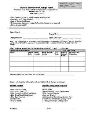 Benefit Enrollment Change Form