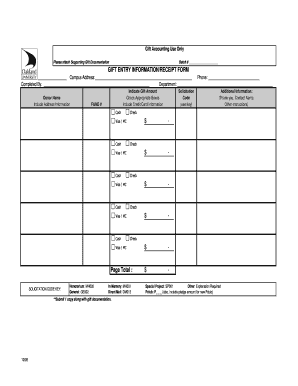 Gift Entry Information Receipt Form