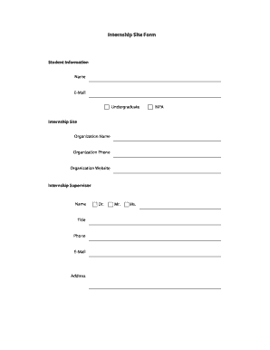 Internship Site Form