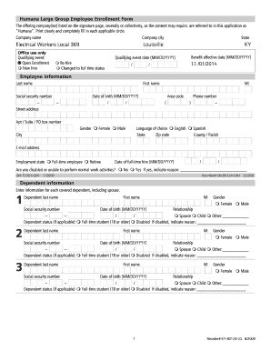 Humana Large Group Employee Enrollment Form