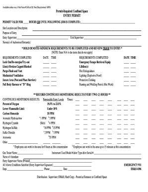 Permit-Required Confined Space Entry Permit