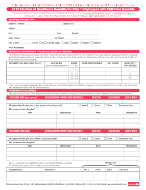 Michigan UFCW Union Healthcare Benefits Enrollment Form
