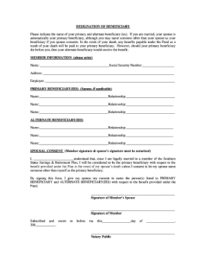 Designation of Beneficiary Form