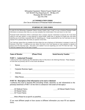 Authorization Form for Protected Health Information