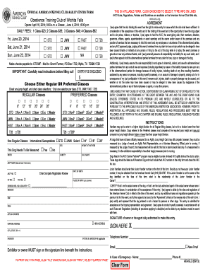 American Kennel Club Agility Entry Form