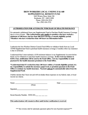 Authorization for Automatic Purchase of Health Insurance