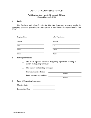 United Employees Benefit Trust Participation Agreement