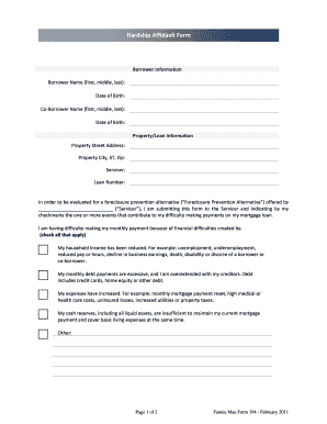 Hardship Affidavit Form