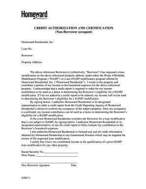 Credit Authorization and Certification Form